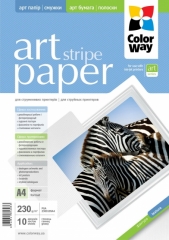 Фотобумага ColorWay ART глянец, фактура полоски 230г/м, 10л, A4. Купить фотобумагу