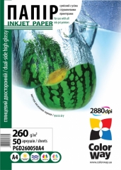 Купить фотобумагу ColorWay глянцевая двусторонняя 260г/м, A4 50л (ПГД260-50)