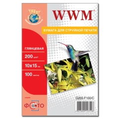 Фотобумага WWM, глянцевая 200g/m2, 100х150 мм, 100л (G200.F100). Купить фотобумагу