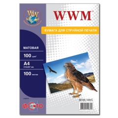 Фотобумага WWM, матовая 100g, A4*100 (M100.100). Купить фотобумагу
