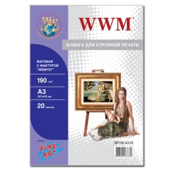 Фотобумага WWM, Fine Art матовая 190g/m2, "Жемчуг", A3, 20л (MP190.A3.20). Купить фотобумагу