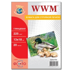 Фотобумага WWM, глянцевая 225g/m2, 130х180 мм, 20л (G225.P20). Купить фотобумагу