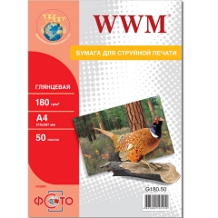 Фотобумага WWM, глянцевая 180g/m2, A4, 50л (G180.50). Купить фотобумагу