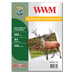 Фотобумага WWM, шелковисто глянцевая 260g/m2, A4, 100л (SG260.A4.100). Купить фотобумагу