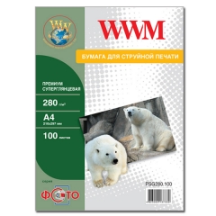 Фотобумага WWM, суперглянцевая, Premium, 280g/m2, А4, 100л (PSG280.100). Купить фотобумагу