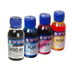 Купить комплект чернил WWM для HP 21/22/121/139 BP/C/M/Y H30/34SET (4*100 г) для ручной заправки картриджей