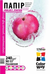 Фотобумага ColorWay суперглянцевая 240г/м, 10х15 ПГС240-50. Купить фотобумагу