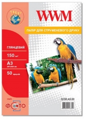 Фотобумага WWM, глянцевая, 150g/m2, A3, 50л (G150.A3.50). Купить фотобумагу