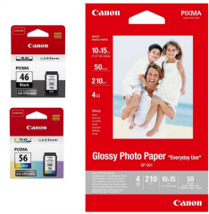 Купить картридж комплект CANON Pixma PG-46/CL-56 + фотобумага