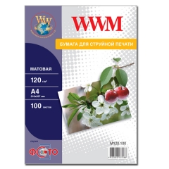 Фотобумага WWM, матовая 120g/m2, A4, 100л (M120.100). Купить фотобумагу