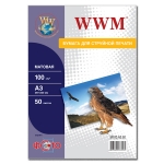 Фотобумага WWM, матовая 100 g/m2, А3, 50л (M100.A3.50)  
