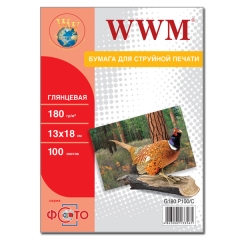 Фотобумага WWM, глянцевая 180g/m2, 130х180 мм, 100л (G180.P100/C). Купить фотобумагу