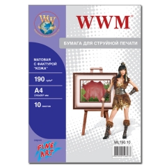 Фотобумага WWM, Fine Art матовая 190g/m2, "Кожа", A4, 10л (ML190.10). Купить фотобумагу