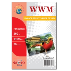 Фотобумага WWM, глянцевая 260g/m2, 100х150 мм, 20л (G260N.F20) NEW. Купить фотобумагу
