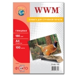 Фотобумага WWM, глянцевая 180g/m2, A4, 100л (G180.100)  