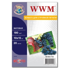 Фотобумага WWM, матовая 180g/m2, 100х150 мм, 20л (M180.F20). Купить фотобумагу