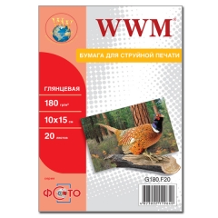 Фотобумага WWM, глянцевая 180g, 100х150 мм, 20 л (G180.F20). Купить фотобумагу
