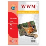 Фотобумага WWM, глянцевая 180g/m2, A3, 20л (G180.A3.20)    