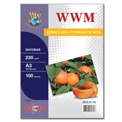Фотобумага WWM, матовая 230g/m2, A3, 100л (M230.A3.100). Купить фотобумагу