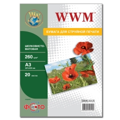 Фотобумага WWM, шелковисто матовая 260g, А3*20л (SM260.A3.20). Купить фотобумагу